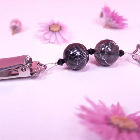 lasihelmi klipsi, raidallinen